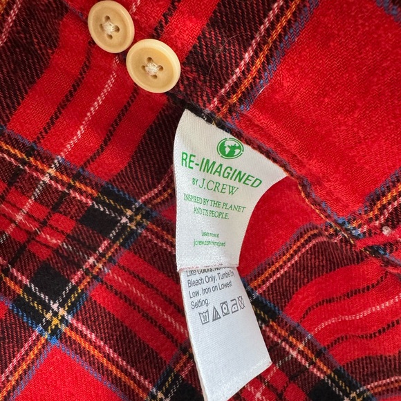 J Crew red plaid flannel shirt - Picture 5 of 6